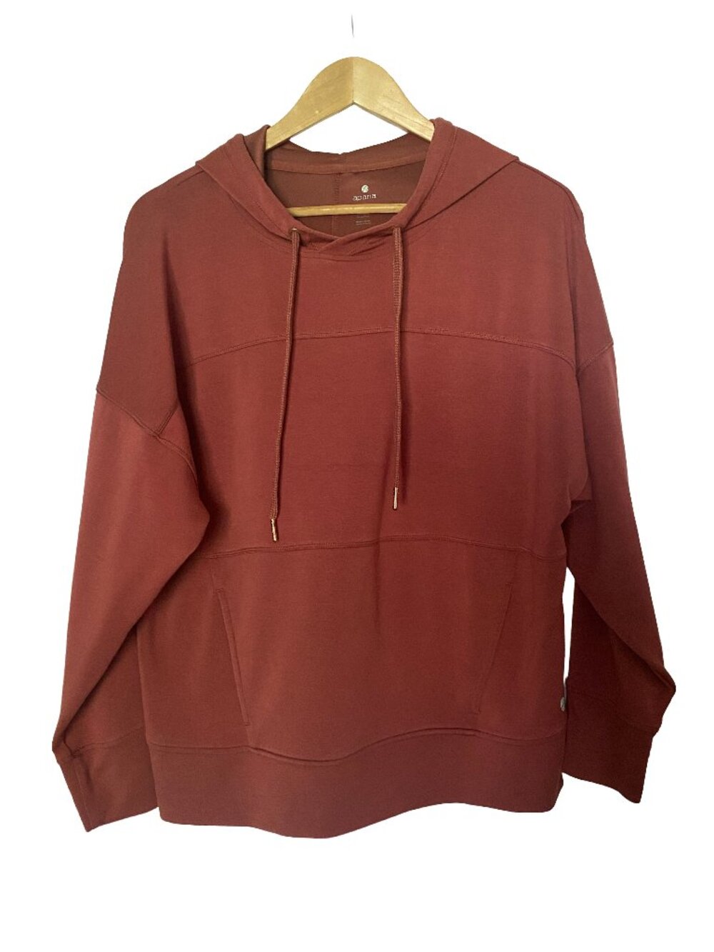 APANA - Relaxed Hooded Pullover Sweatshirt - Rust Terracotta - Size: Women's M